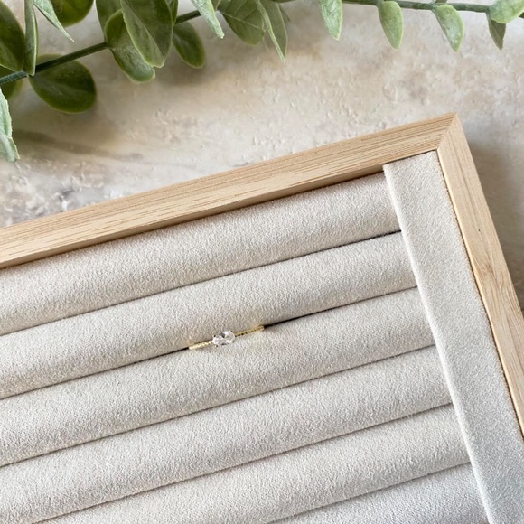 Dainty 14k Gold Plated CZ Ring Minimalist 925 Sterling Silver Stacking Ring - Picture 4 of 5